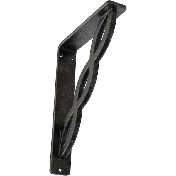 Ekena Millwork Loera Wrought Iron Bracket, (Single center brace), Antiqued Silver 1 1/2"W x 5 1/2"D x 8"H BKTM01X05X08SLOASV - main